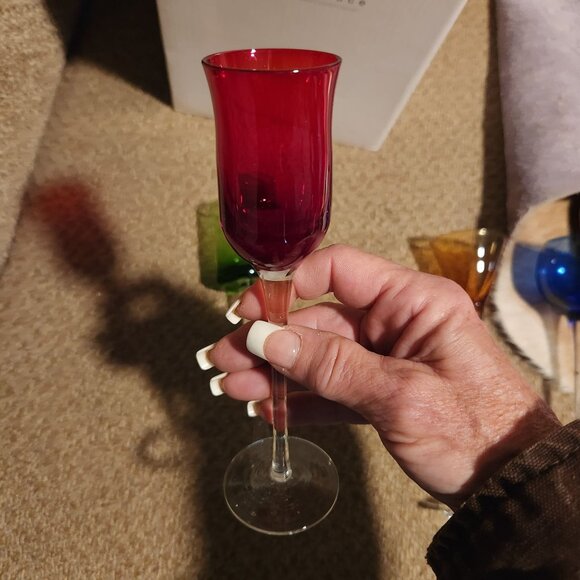 Williams-Sonoma Set Of Four Colored Cordial Glasses - Picture 6 of 11